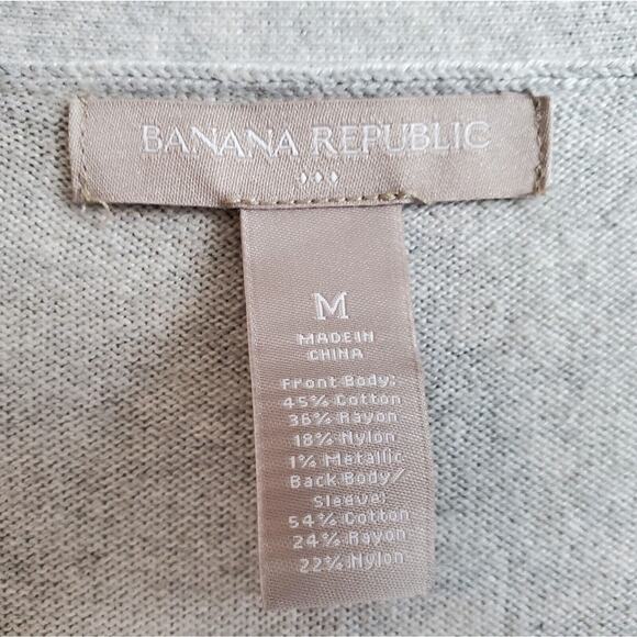 BANANA REPUBLIC Women M Cardigan Sweater Chevron Zig Zag Button Up Gray 34" - Picture 4 of 8